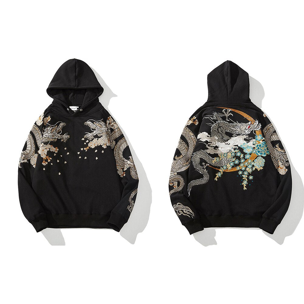 xiangtuibao Link Men's Hip Hop Hoodies Chinese Dragon Embroidery Sweatshirt Harajuku Hooded Pullover High Street