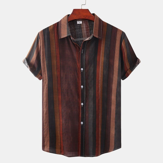 xiangtuibao  Men Clothing  Summer Men's Printed Short Sleeve Shirts Casual Vintage Lapel Buttons Camisas Para Hombre