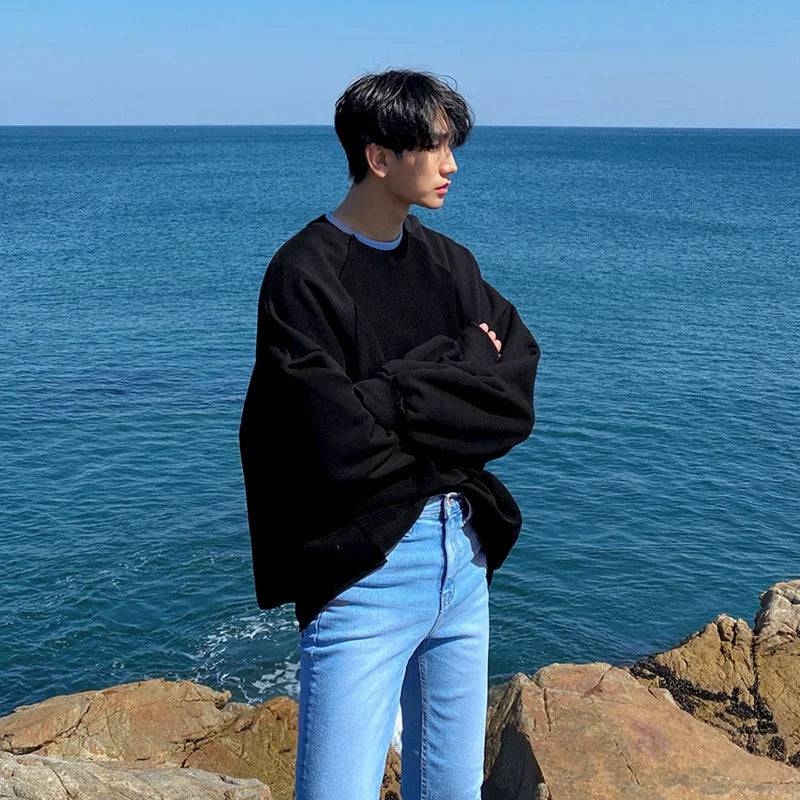 xiangtuibao Loose Men's Round Neck Sweatshirt Trendy Ins Korean Oversized Top New Pullover Niche Long Sleeve Male Clothing 2Y2434