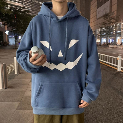 xiangtuibao Halloween Hooded Sweatshirt Pumpkin Face Men's Hoodie Spring Autumn Outerwear Man Pullover Streetwear Men Demon Slayer