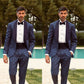 xiangtuibao Men's Suit 2 Pieces Blazer Pants One Button Wide Satin Lapel Pinstripes Formal Business Slim Formal Wedding Groom Costume Homme