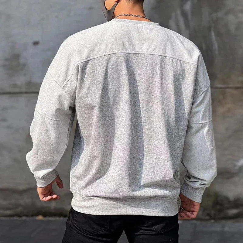 xiangtuibao  -  Trend Solid Men's Sweatshirts Fashion Spring Autumn Long Sleeve Round Neck Hoodie Pullover Streetwear Fashion Casual Loose Tops