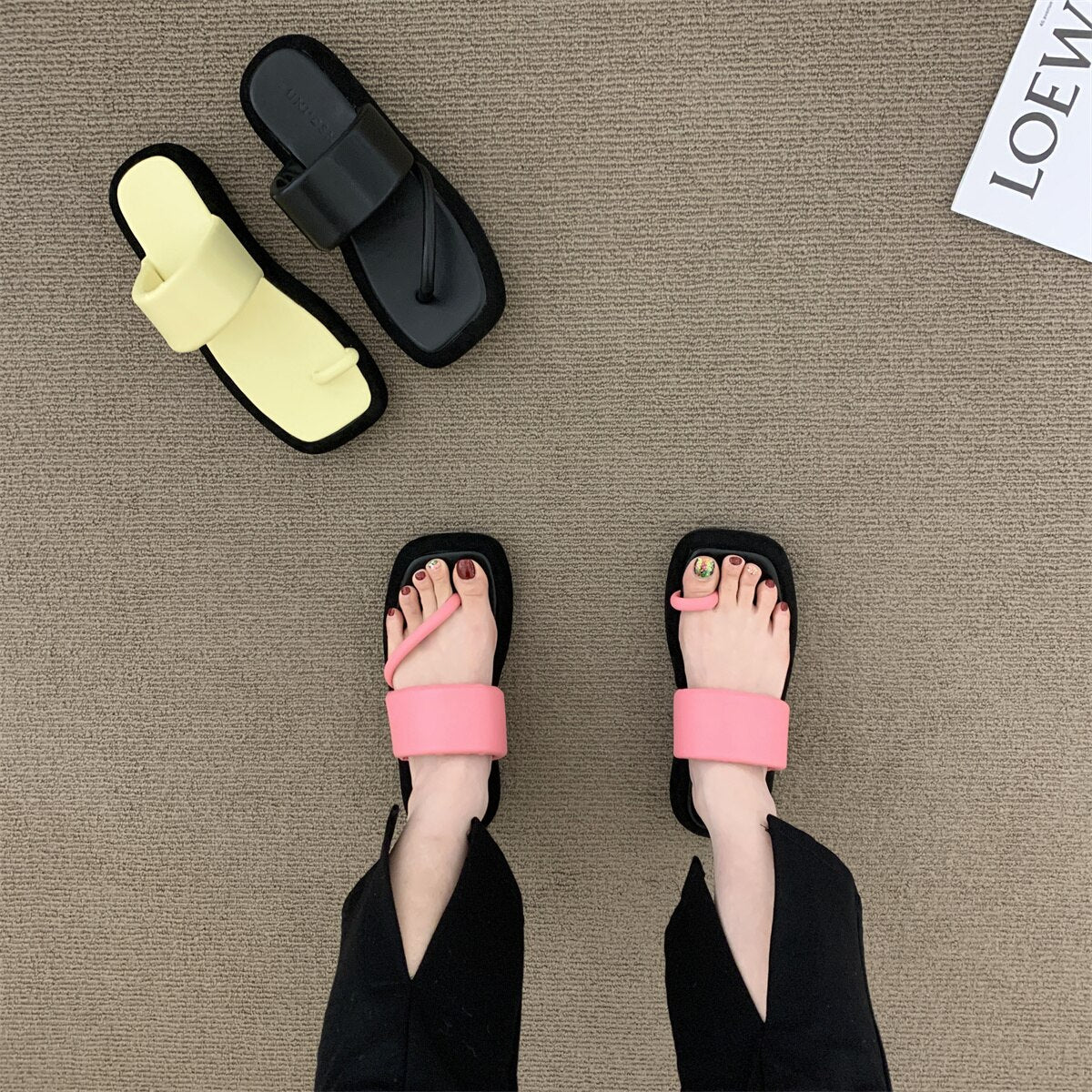 Bailamos Woman Flip Flops  New Fashion Platform Slippers Luxury Slides Pantofle Hawaiian Flats Summer Beach Sandals Mujer