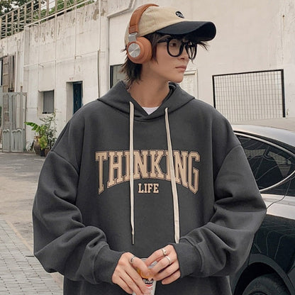 xiangtuibao Spring Autumn American Trend Hoodies Men Letter Print Fleece Oversized Hoodie Male Fashion Hip Hop Unisex Essentials Pullover