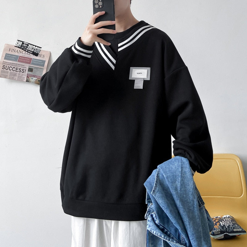 xiangtuibao Couples Round Neck Sweatshirts Spring Autumn Men's Fashion Personality Harajuku Pullovers Versatile Bottoming Shirts Lounge Wear