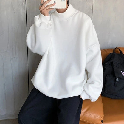 xiangtuibao Solid Color Men's Turtleneck Sweatshirts Autumn Winter Male Jumpers Hoodies Casual Mens Sweatshirts Baggy Men Pullovers 5XL