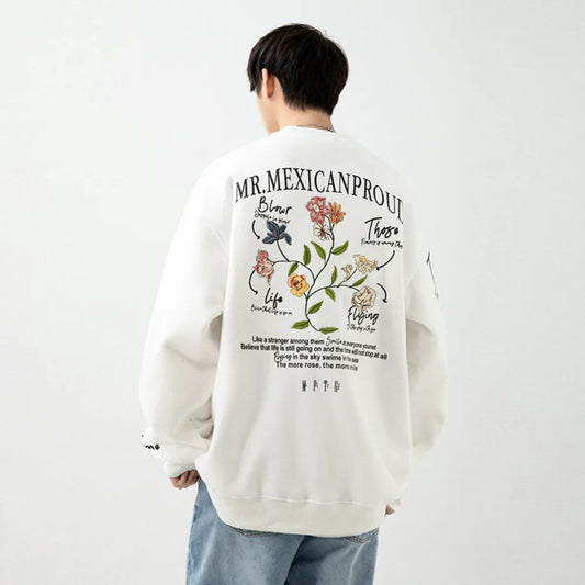 xiangtuibao Heavyweight Loose Embroidered Sweatshirt for Men Autumn Fashion Brand Japanese Men's Vintage Long Sleeve Hoodie