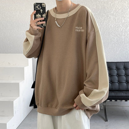 xiangtuibao Spring Autumn Streetwear Men Patchwork Sweatshirts Korean New Loose Casual  Harajuku Men Pullovers Hoodies