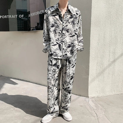 xiangtuibao  -  Luxury Printed Suit 2 Piece Set Ice Breathable Oversized Blazer Trousers Business Formal Casual Suits Party Prom nightclub suits