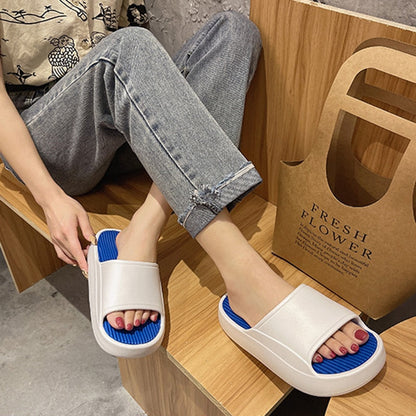 Rimocy Mix Color Women Beach Slippers Platform Open Toe Soft Bottom Sandals Slides Woman Summer Non-slip Bathroom Cloud Slippers