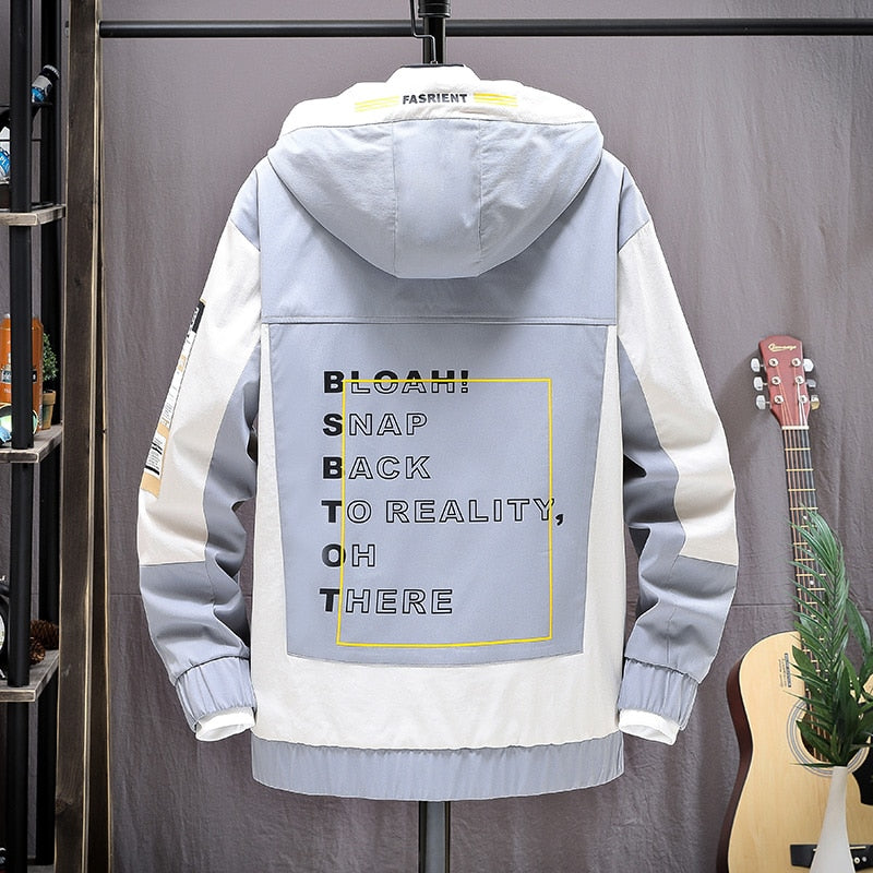 xiangtuibao Fashion Mens Hooded Jacket Japanese Streetwear Autumn Winter Jacket Men Hoodie Outwear Coat Patchwork Letter Jackets Top