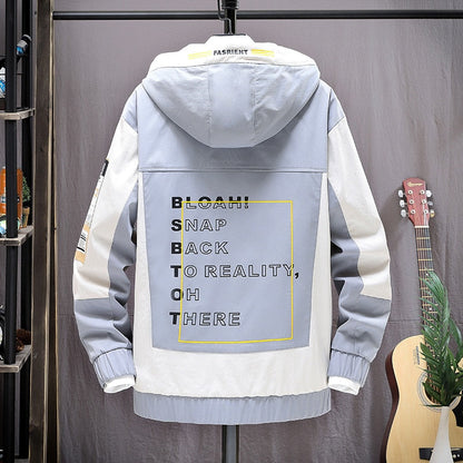 xiangtuibao Fashion Mens Hooded Jacket Japanese Streetwear Autumn Winter Jacket Men Hoodie Outwear Coat Patchwork Letter Jackets Top