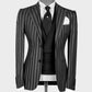 xiangtuibao Men's Suit 3 Pieces Blazer Vest Pants Peaked Lapel Single Breasted Tuxedo Wedding Groom Pinstripes Formal Tailored Costume Homme