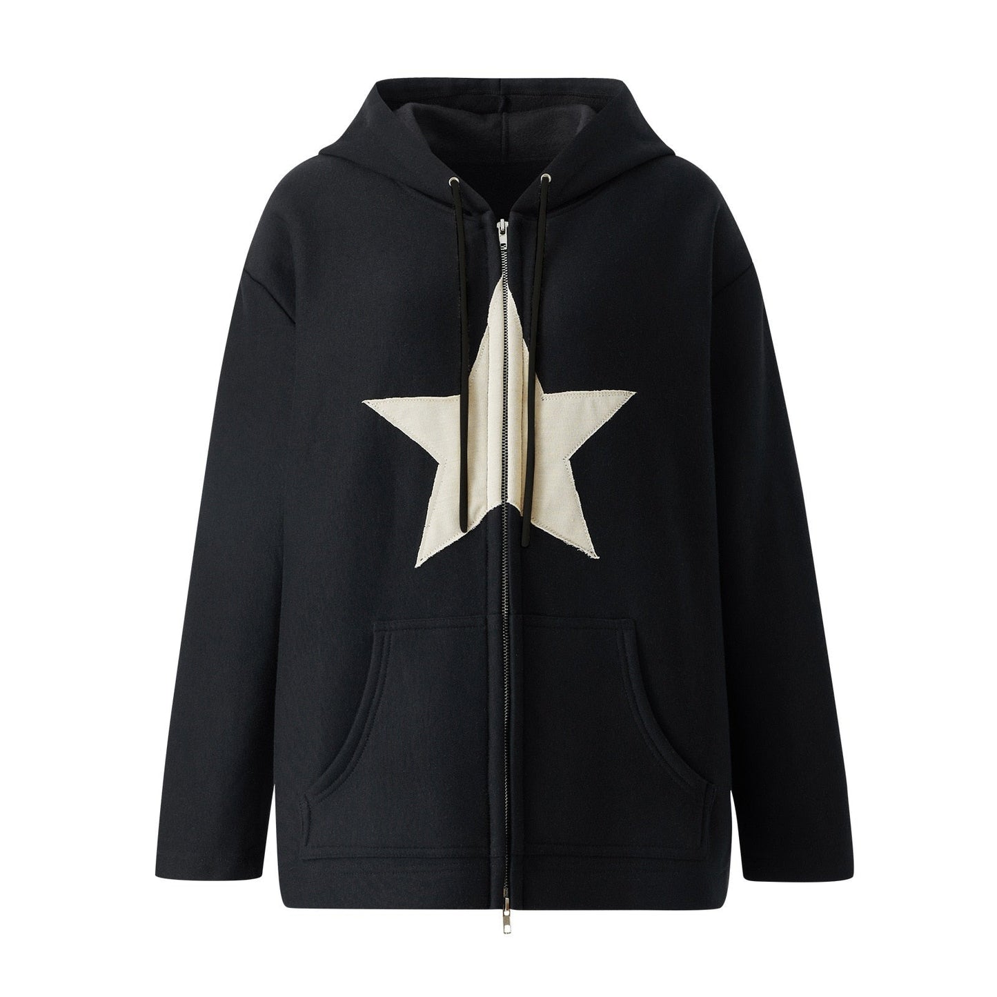 xiangtuibao Y2k Men's Star Patch Hoodies Harajuku Zip Up Oversized Sweatshirts Hip Hop Gothic Loose Pocket Korean Jacket Hoodie Streetwear