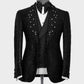xiangtuibao Sparkling Black Men Suit 2 Pieces Business Blazer Pants One Button Sequins Pearls Wedding Groom Work Wear Party Causal Tailored