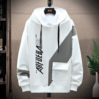 xiangtuibao Contrast Color Streetwear Hoodies Men Brand Tops Black White Sweatshirt Men Hip Hop Hoodies Cool Patchwork Pullover 3/4 Sleeve