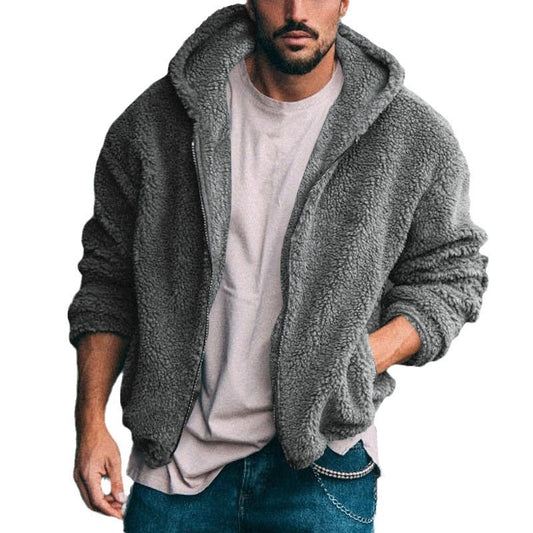 xiangtuibao Winter Wool Warm Zip Sweatshirts Hoodies Tops Men's Clothing Vintage Long Sleeve Hoody Hooded Furry Coats Fashion Pocket Jacket