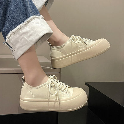 xiangtuibao New Spring Autumn Women Casual Flats Platform Shoes Designer Lace Up Thick Walking Comfortable Non Slip Chaussures Femme