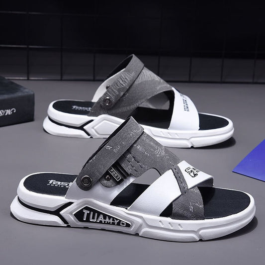 xiangtuibao Men Sandals leather  new Summer fashion Beach Sandals luxury brand designer Casual Driving shoes Outside Slippers