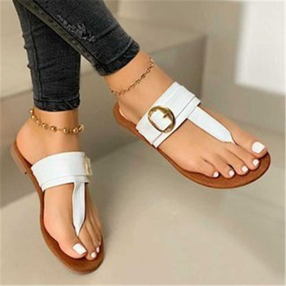 Women Summer Flip Flops Shoes Female Sandal  New Ladies Thong Metal Buckle Flat Bottom Casual Slippers Shoe zapatos mujer