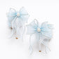 xiangtuibao Lady Sandals Bow  Light Blue Chiffon Bow Knot Pointed Retro Lolita Princess Women's Shoes Pearl Straight Strap Hollow High Heels