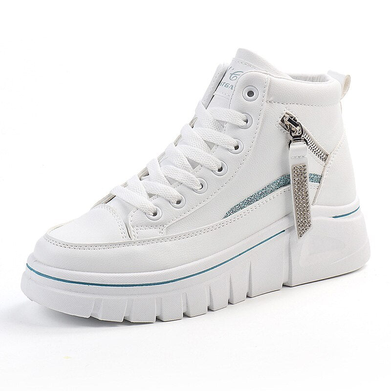 Women's High Top Casual Sports Shoes Autumn And Winter Fashion Thickened Vulcanized Shoes Tennis Women's White Casual Shoes