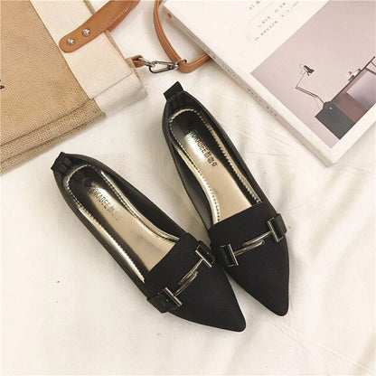 Flat Shoes Flat With Soft Bottom   Spring New Single Women's  Black Scoop Shoes Casual Large Size Women's Shoes