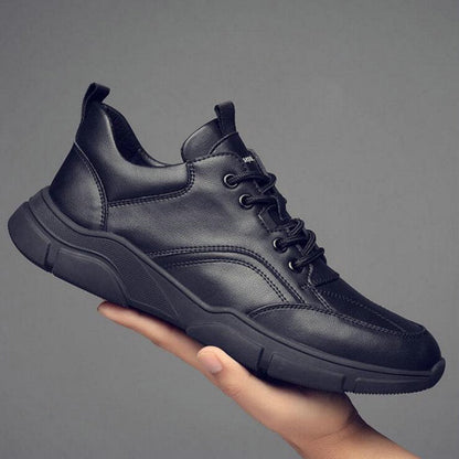 Genuine Leather Men Casual  Shoe Brand High quality all Black  white  Men's leather casual shoes Fashion Sneakers A31-01