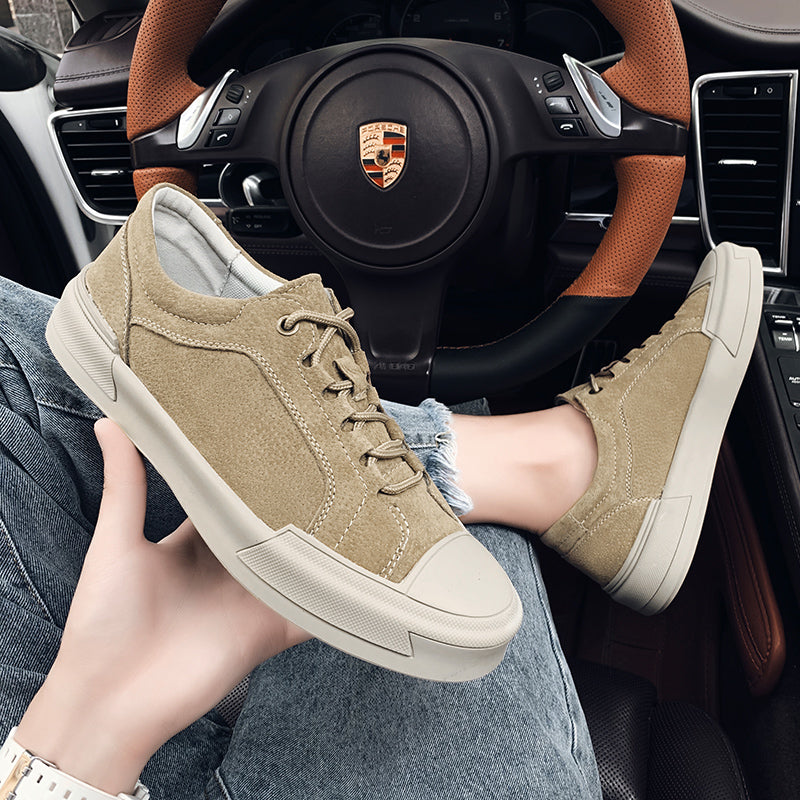 New Suede Leather Lace-up Men Casual Shoes Hand-stitched Men's Shoes Skateboard Tenis Footwear Man Sneakers Fashion Canvas Shoes