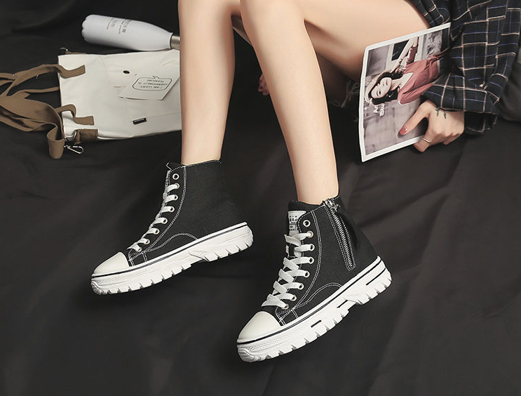 xiangtuibao    Autumn New Style Women Casual Shoes Platform Sneakers PU Leather Shoes Woman High Top White Shoes Tenis Feminino  A1-204