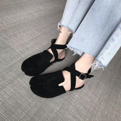 Slingback Split toe flats ballerina flock&nubuck tabi ninia shoes for women espadrilles buckle band riband flats loafers