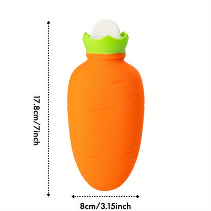 11.16oz Carrot-Shaped Silicone Water Bottle for Pain Relief, Microwaveable BPA-Free Unscented Ai Bei Parent Co. Water Bag with Cover - Ideal for Neck, Shoulder Discomfort, Menstrual Cramps, Dual Temperature Compress (Plush Bag Not Included)