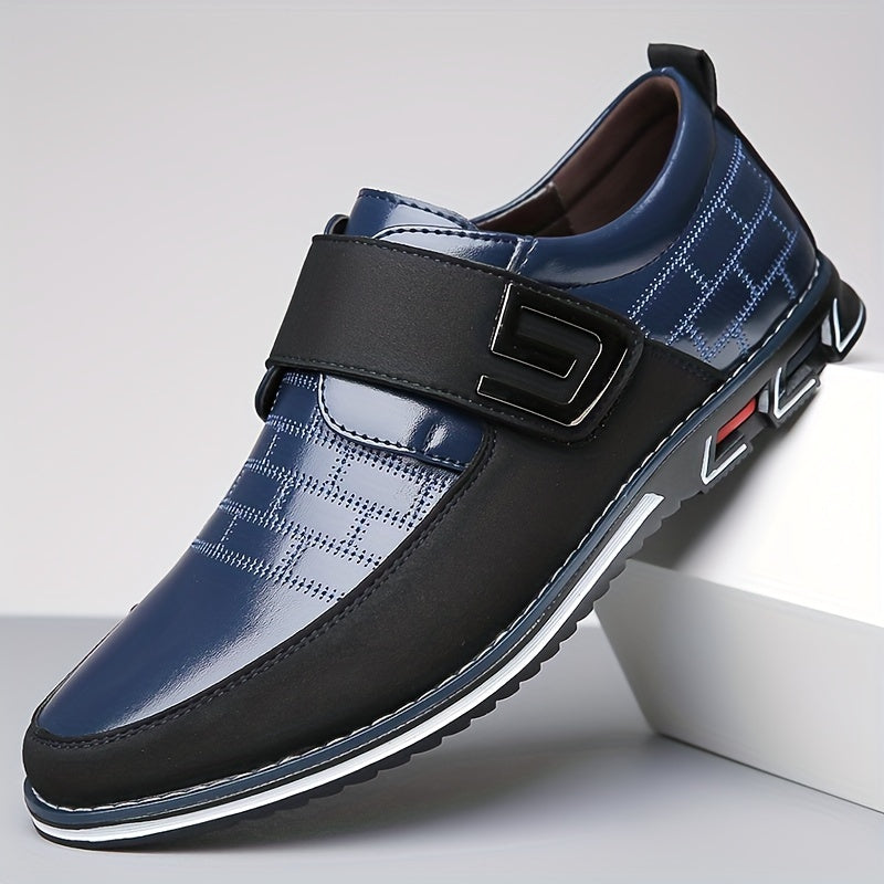 Plus Size Mens Fashionable Business Shoes with Stylish Hook & Loop Closure - Ultra-Comfortable, Non-Slip Rubber Sole, High Durability - Perfect Dress Shoes for the Modern Gentleman