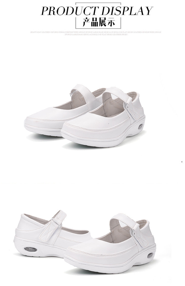 xiangtuibao Mary Jane Slip Buckle Flat Resistant Comfort White Nursing Work Shoes Womens Grils Casual B178 New