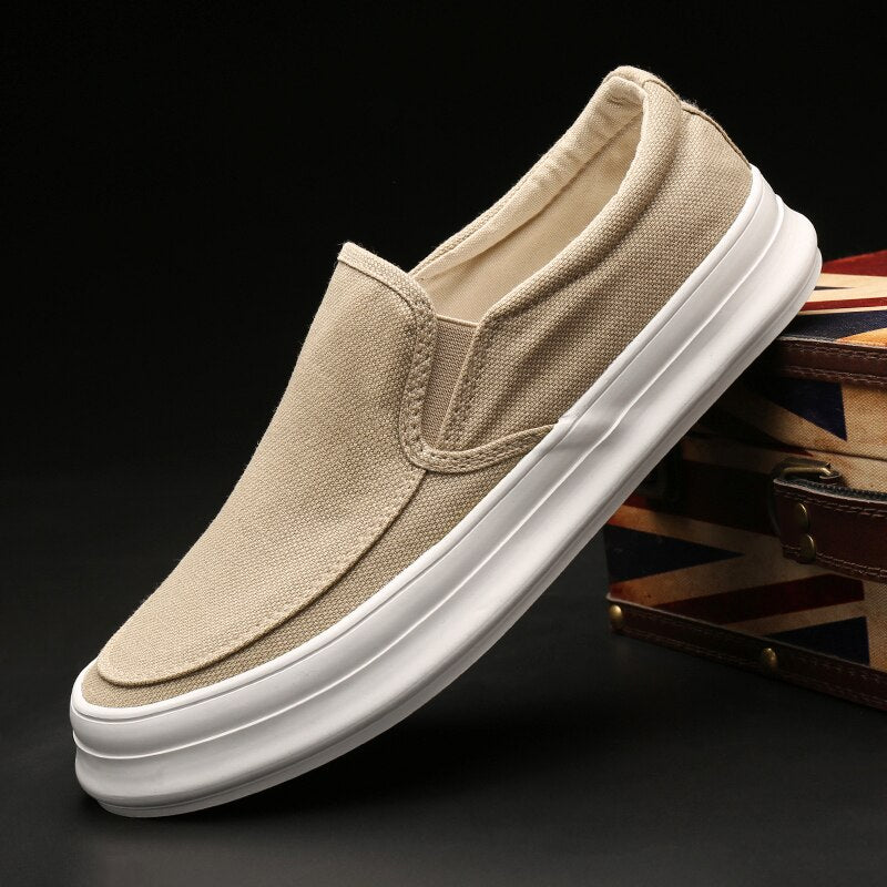 Monstceler Brand Men's Canvas Sneakers Casual Shoes Spring Autumn Solid Slip-on Thick Bottom Flat Mens Luxury Vulcanized Shoe