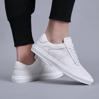 Simple White Men Casual Shoes Luxury Brand Fashion Black White Sneakers Men 100% COw Leather Breathable Soft Walking Footwear