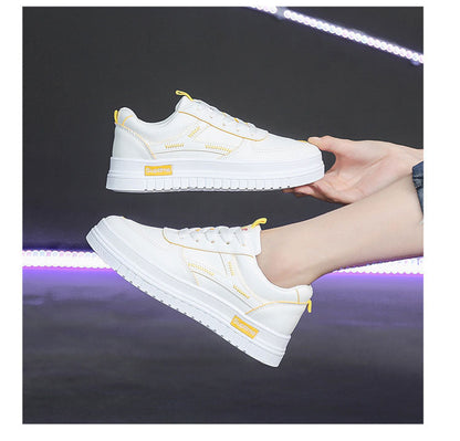 Platform Shoes Women Fashion Design Leather Flat Casual Shoes Real Leather Lace Up White Sneakers Ladies Flats Spring Size 35-40