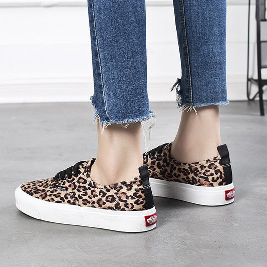 New Women Leopard Canvas Shoes Spring Autumn Low-cut Shoes Woman High Quality Classic Skateboarding Fashion Sneakers Promotion