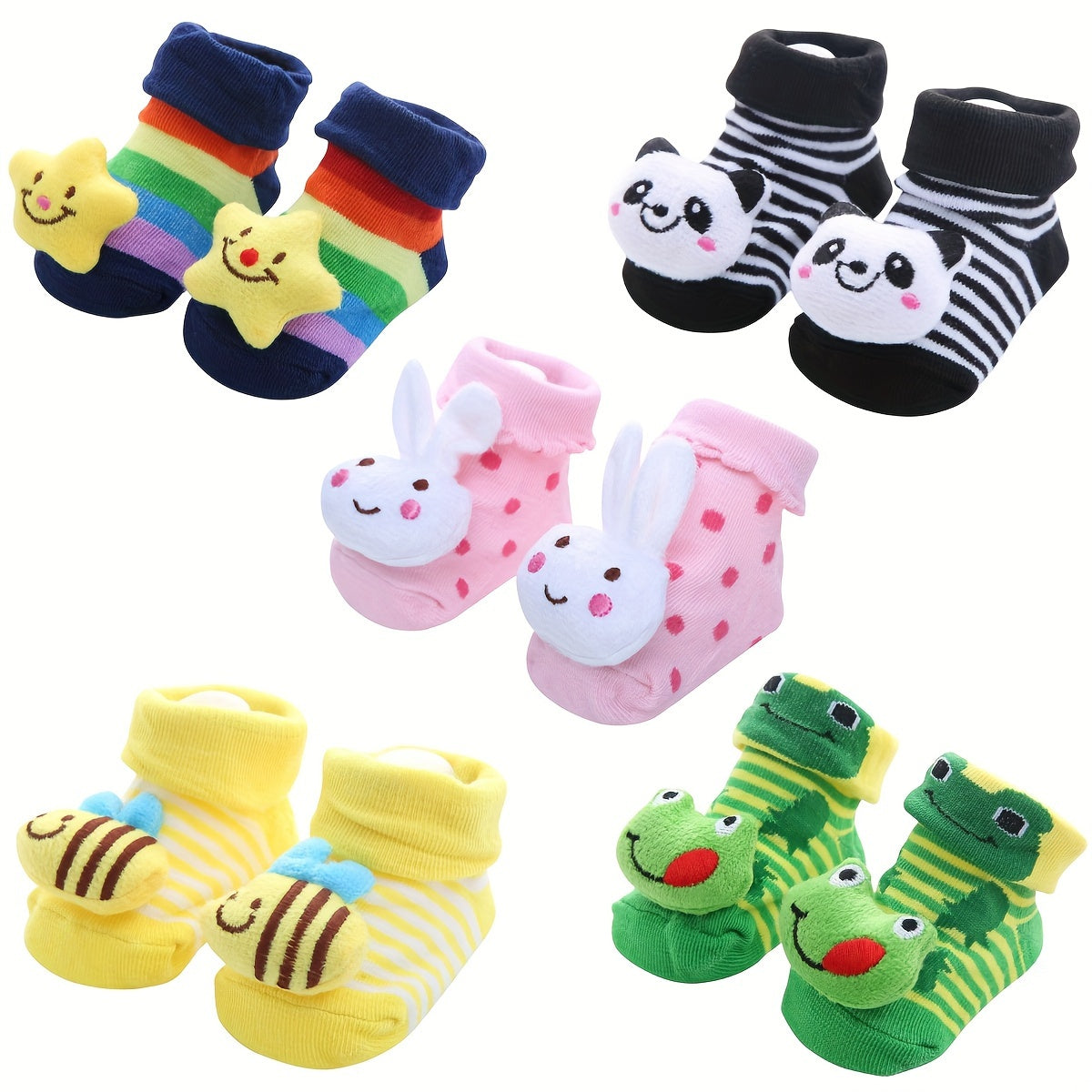 1 Pair Of Baby Girl's Cartoon 3D Animal Pattern Anti-Slip Baby Crew Socks, Soft Breathable Comfy Socks For All Seasons