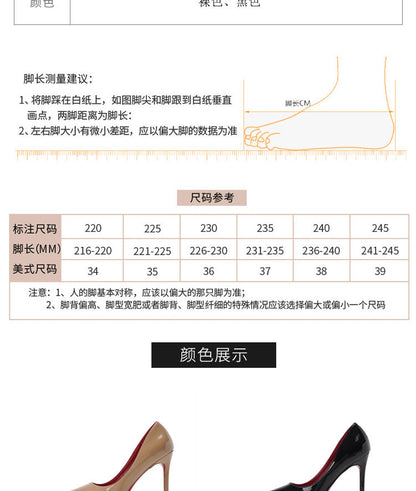 xiangtuibao  High Heels Stiletto  New Spring And Autumn Non-Slip Red Bottom Black Work Shoes Large Size Wild Sexy Single Shoes Women