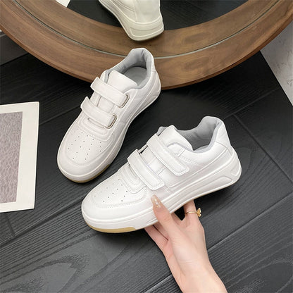 New Chunky Sneakers Women Shoes Flat Platform Shoes Solid Leather Hook & Loop Women's Sports Shoes Woman Sneakers Plus Size