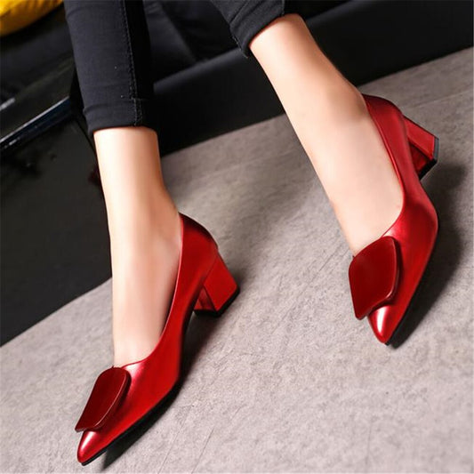 xiangtuibao  European fashion style ladies casual high-heeled shoes with rough tip OL pumps simple 2018 women's shoes for autumn and winter