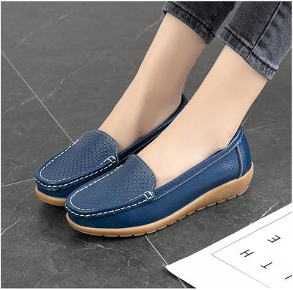 New Moccasins Women Slip On Loafers Female Wedges Flats Ladies Genuine Leather Casual Shoes Comfortable Work Shoes Size 35-44