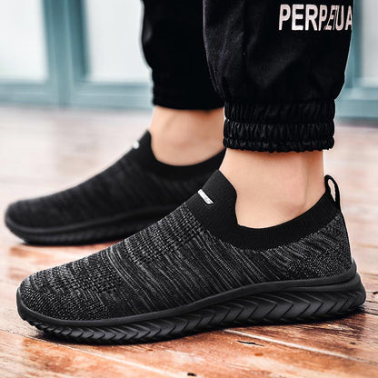 Plus Size Summer Knit Scarpa Uomo Summer Sneakers Socks Men Sport Shoes Man Running Man Sports Shoes for Men Black Jogging D-424