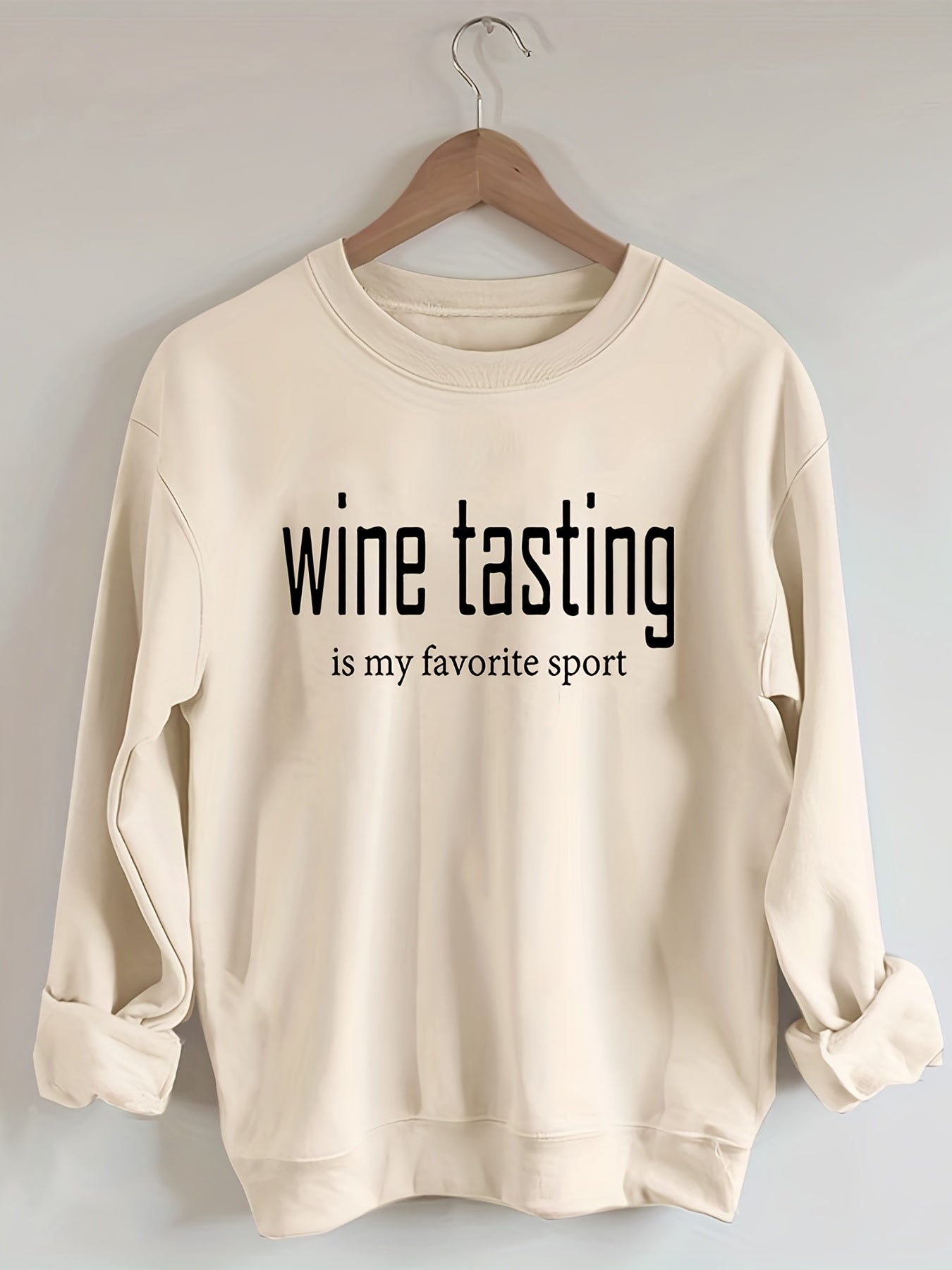 Womens Wine Tasting Art Sweatshirt - Stylish Casual Long Sleeve Crew Neck - Lightweight Pullover for Spring & Fall Transseasonal Fashion