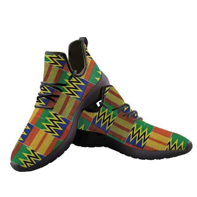 ELVISWORDS New Men Platform Vulcanized Shoes Vintage African Ethnic Tribal Print Breathable Mesh Knitting Sneakers zapatillas