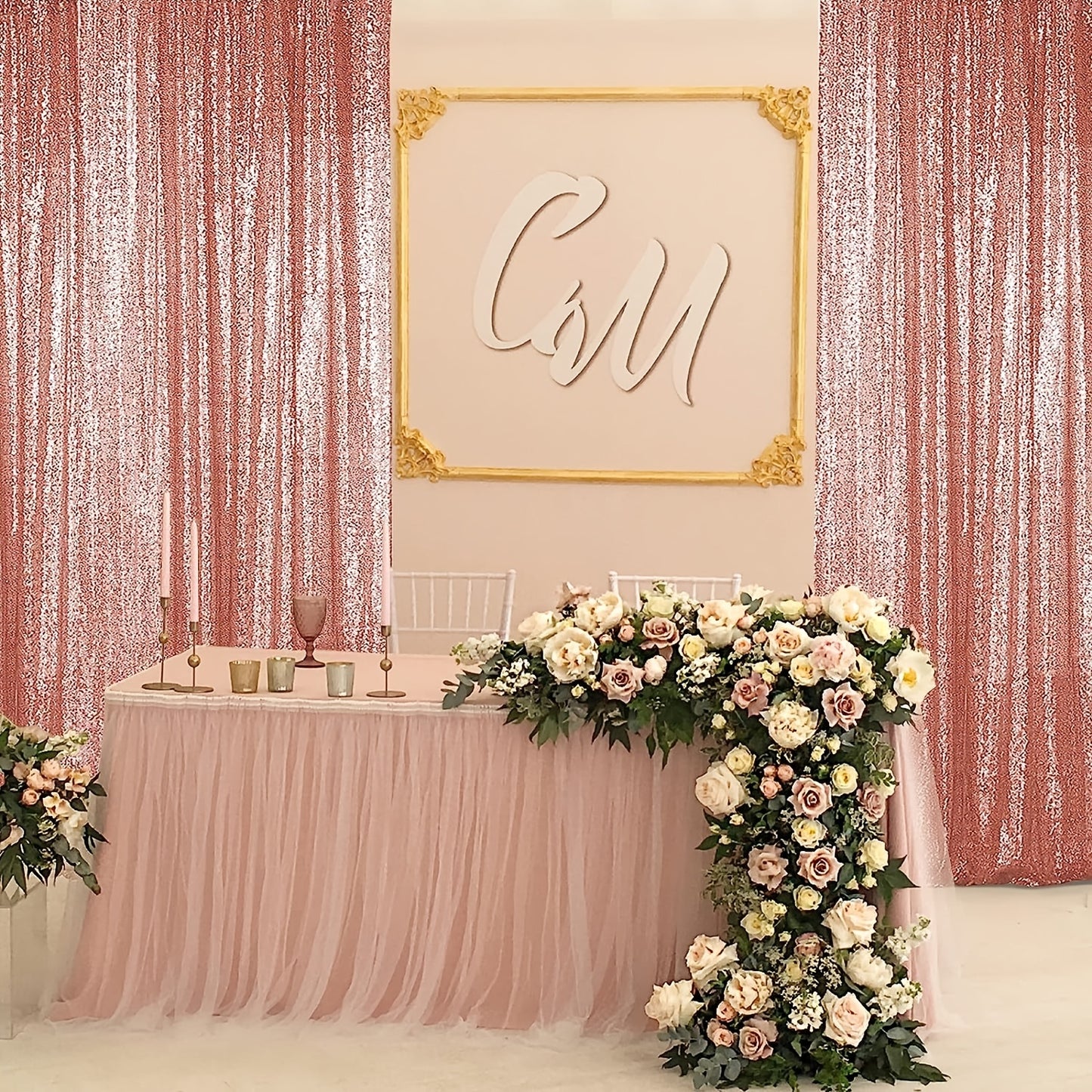 2pcs Sequin Backdrop Curtains Glitter Photo Booth Backdrops Curtains Sparkly Photography Background Drapes For Parties Birthday Wedding Bridal Home Hotel Decorations, 2ft*8ft/61cm*244cm