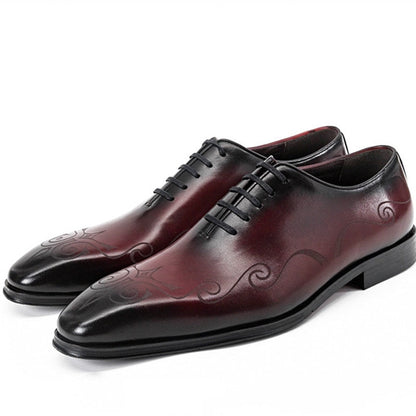 Italian Men Formal Shoes Real Genuine Leather Handmade Business Dress Suit Luxury Quality Bullock Burgundy Laces Wedding Shoes