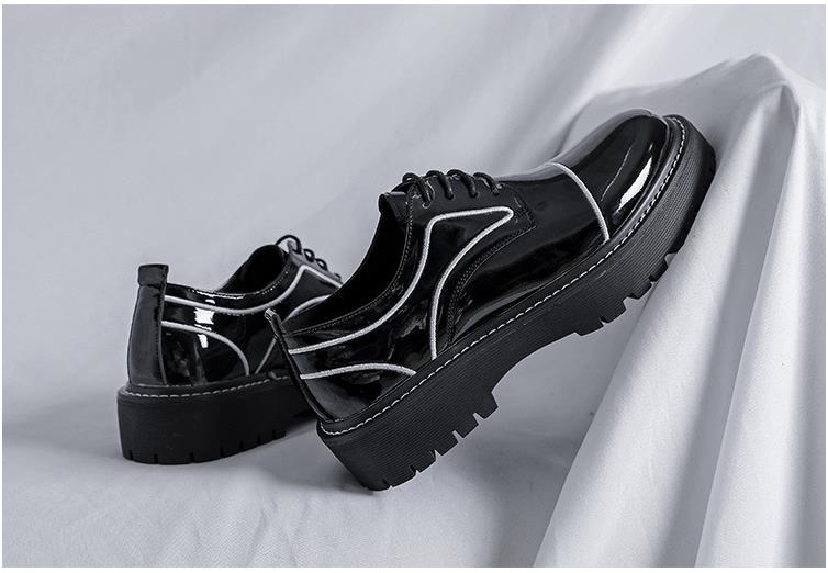 Mens Patent Leather Business Casual Shoes Vintage Lace Up Flats Low Top Luxury Male Formal Shoes Chaussure Homme Zapatos