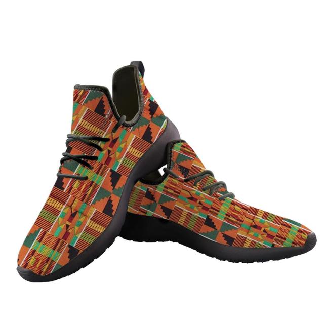 ELVISWORDS New Men Platform Vulcanized Shoes Vintage African Ethnic Tribal Print Breathable Mesh Knitting Sneakers zapatillas